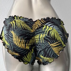 Victoria's Secret Palm Print Ruched Ruffled Ruffle Cheeky Swim Bikini Bottom XS